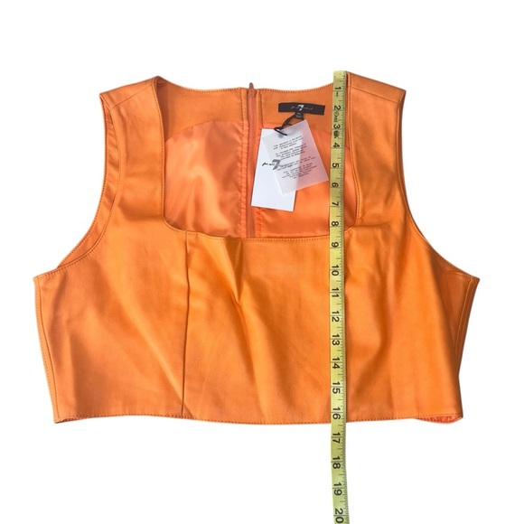 7 For All Mankind Faux Vegan Leather Crop Top Zipper Back Size XL Orange NWT - Picture 6 of 15